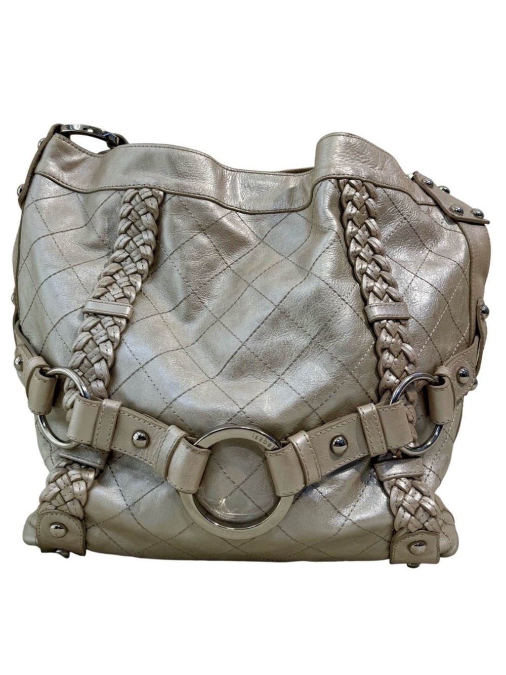 Isabella Fiore Leather Hobo Bag Boho Luxury Statement Bag Metallic Large Purse